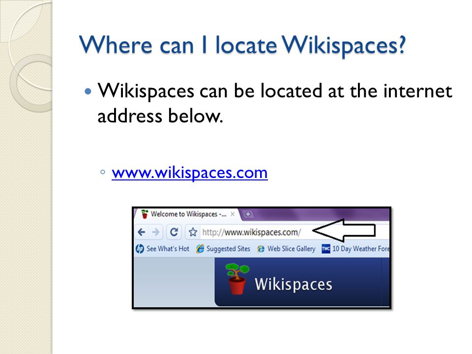 What is a Wikispace. Wikispaces are groups of web pages that can be edited by anyone.