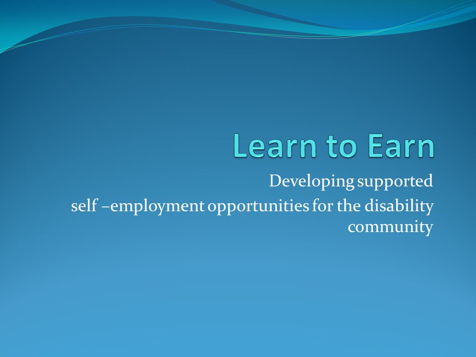 Developing supported self –employment opportunities for the disability community