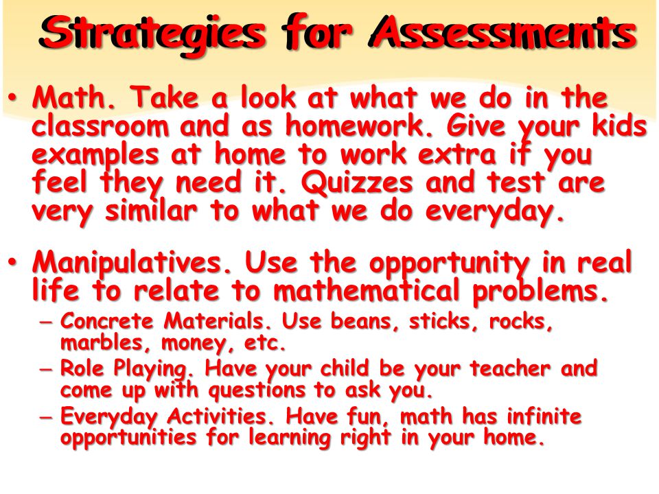 Math. Take a look at what we do in the classroom and as homework.