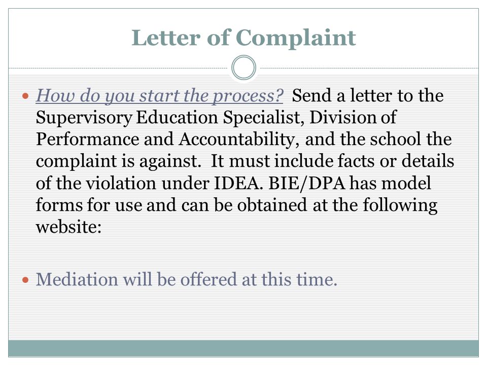 Letter of Complaint How do you start the process.