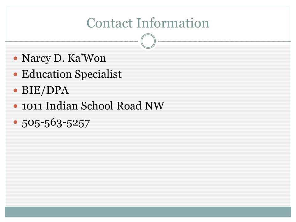 Contact Information Narcy D.