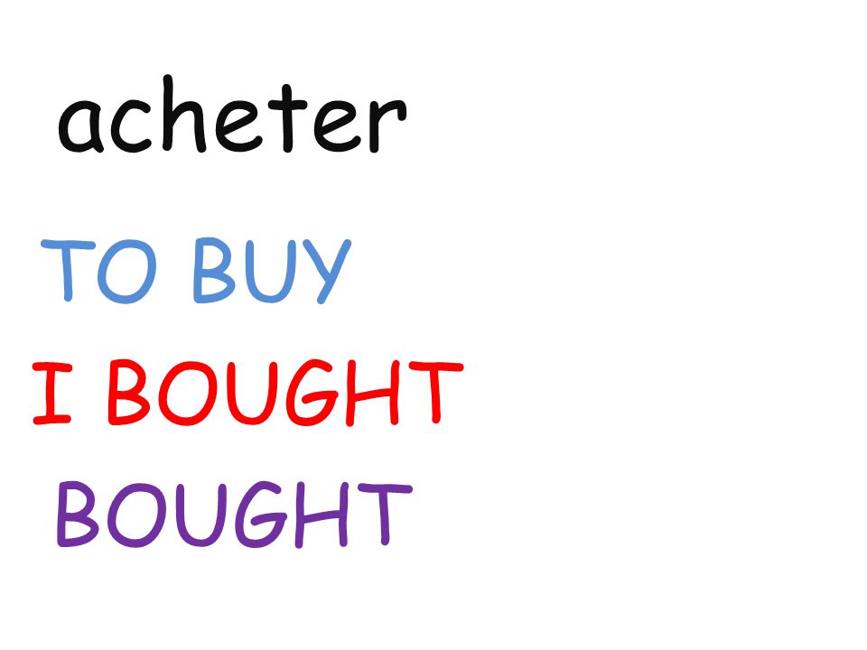 acheter TO BUY I BOUGHT BOUGHT