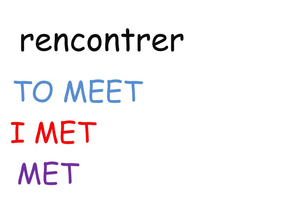 rencontrer TO MEET I MET MET