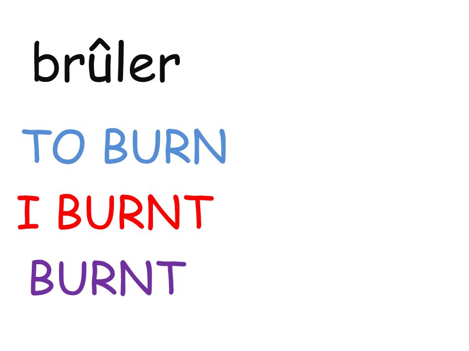 brûler TO BURN I BURNT BURNT