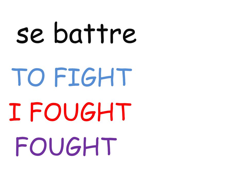 se battre TO FIGHT I FOUGHT FOUGHT