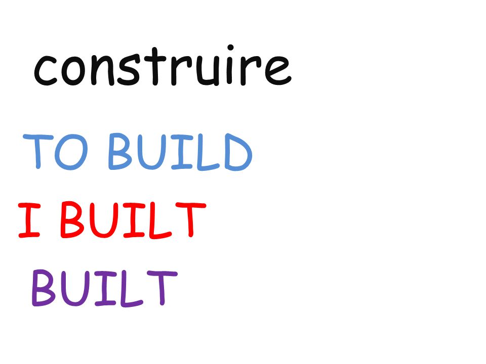construire TO BUILD I BUILT BUILT