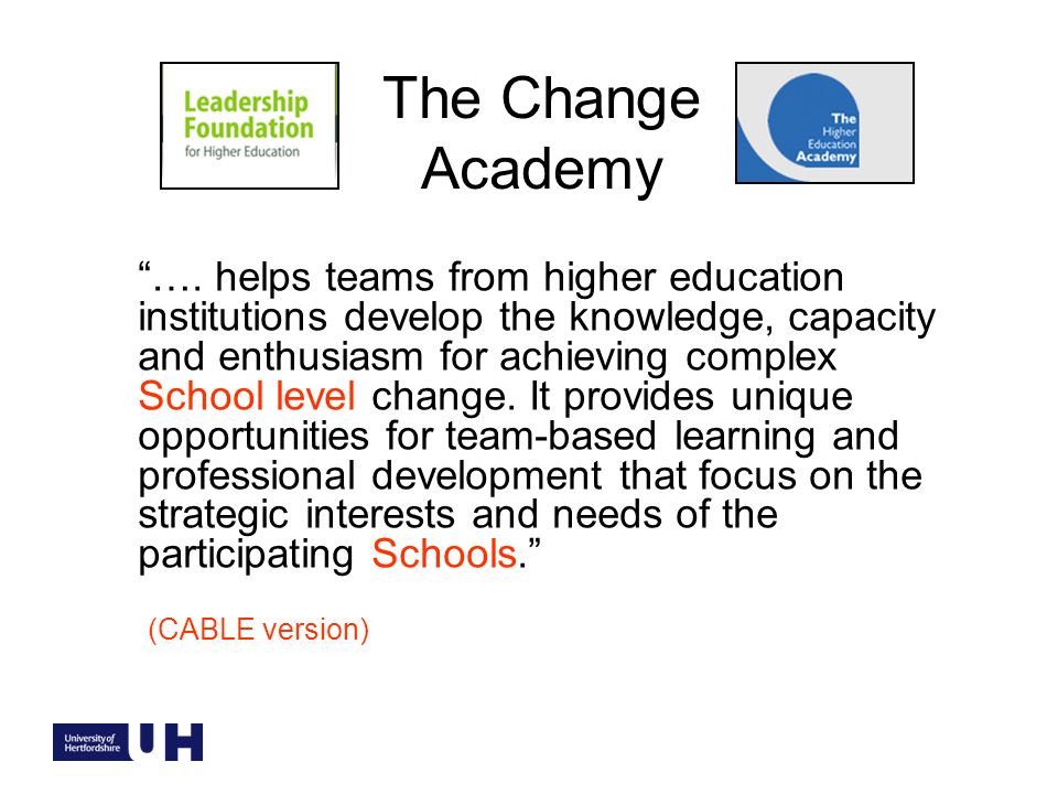 The Change Academy ….