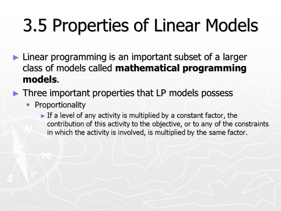 linear programming models have 3 important properties