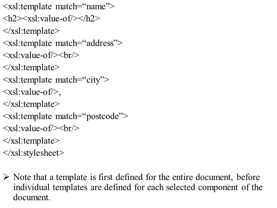 , Note that a template is first defined for the entire document, before individual templates are defined for each selected component of the document.