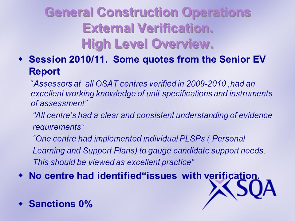 General Construction Operations External Verification.