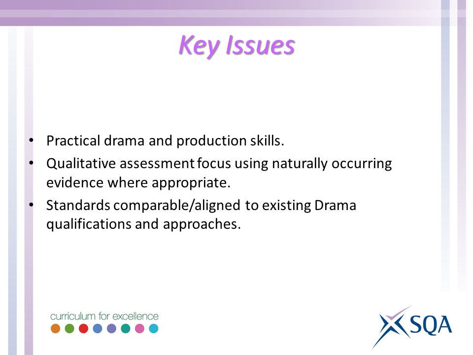 Key Issues Practical drama and production skills.