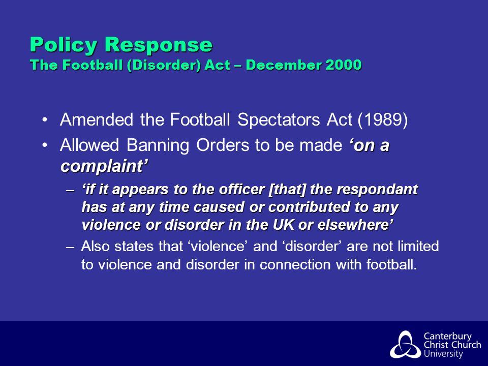 Department of Sport Science, Tourism & Leisure Sports Spectator Violence  and Disorder. Mike Weed. - ppt download