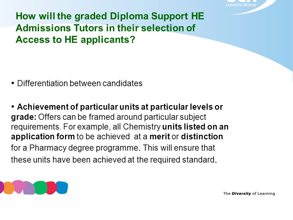 How will the graded Diploma Support HE Admissions Tutors in their selection of Access to HE applicants.