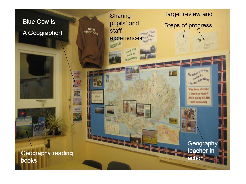 Target review and Steps of progress Geography reading books Blue Cow is A Geographer.