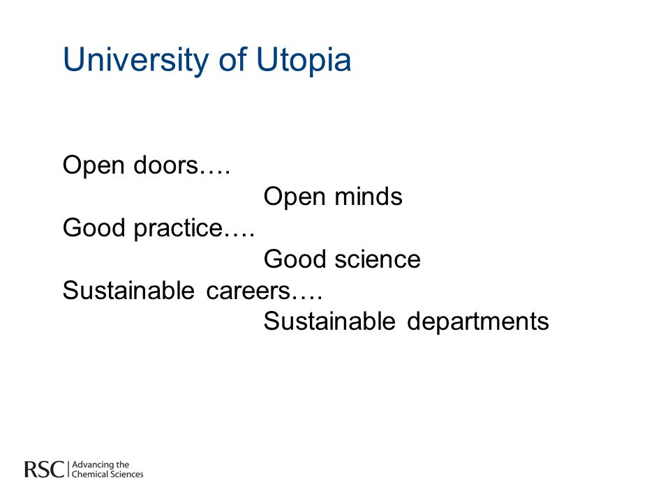 University of Utopia Open doors…. Open minds Good practice….