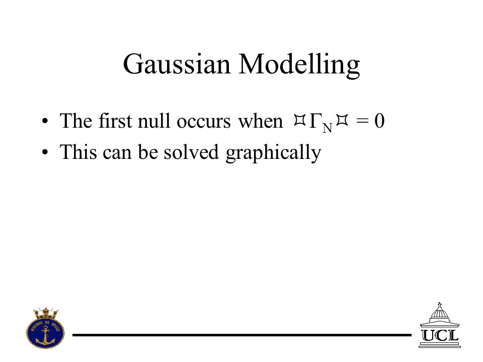 Gaussian Modelling The first null occurs when N = 0 This can be solved graphically