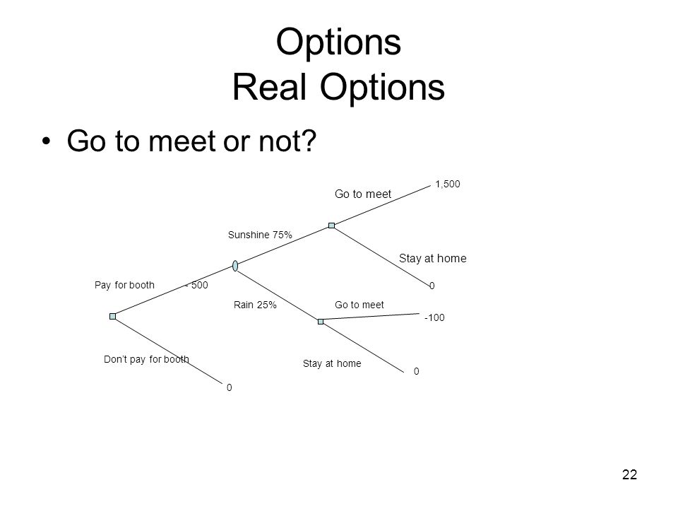 22 Options Real Options Go to meet or not.