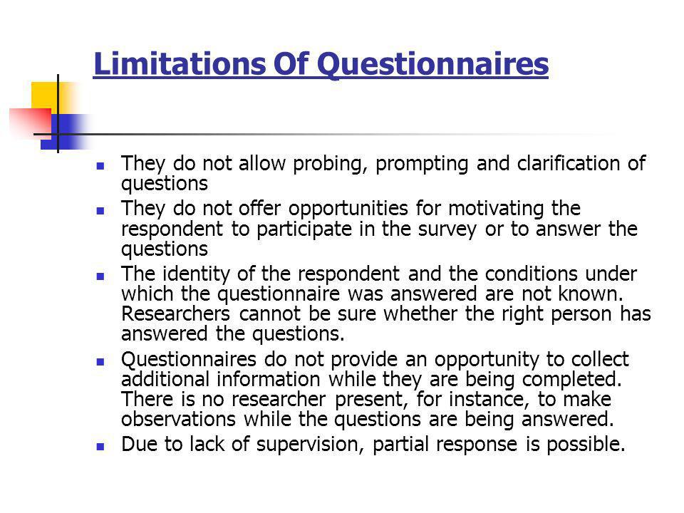 limitation of questionnaire
