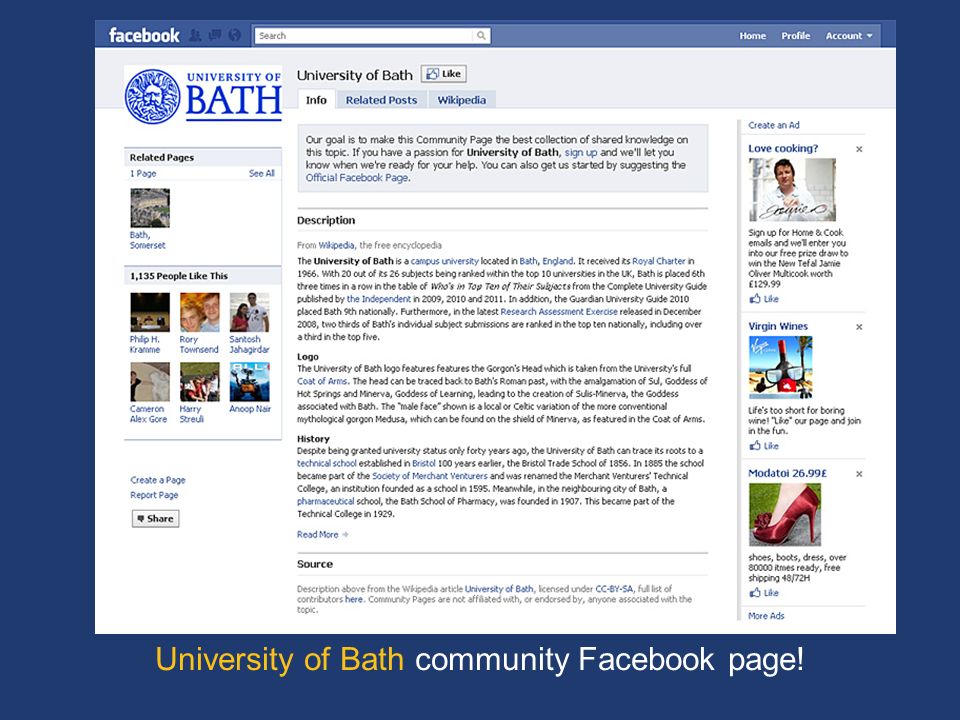 University of Bath community Facebook page!