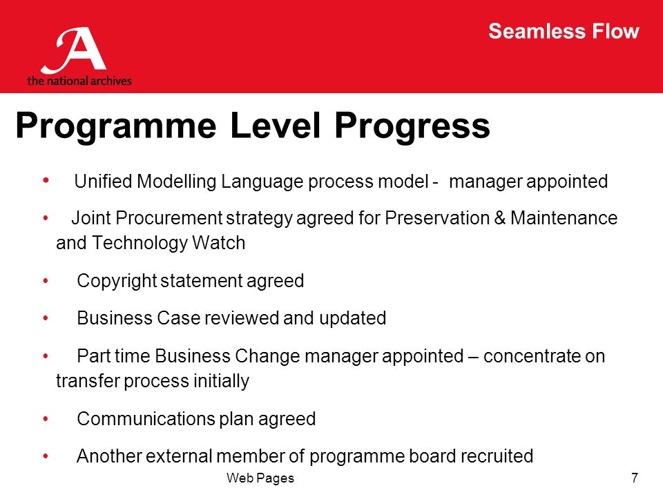 Seamless Flow Web Pages1. Seamless Flow Update Presentation to Advisory  Group 16 th March ppt download