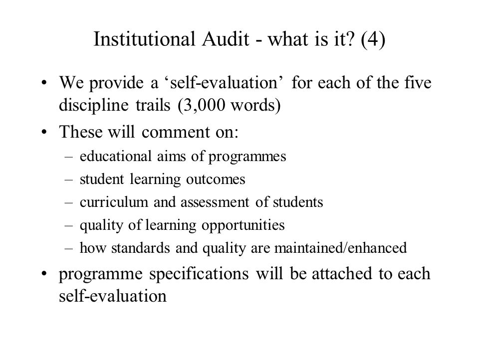 Institutional Audit - what is it.