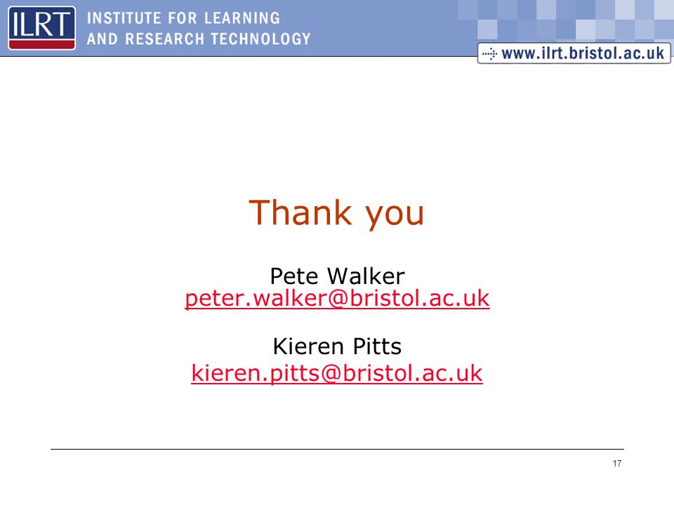 17 Thank you Pete Walker  Kieren Pitts