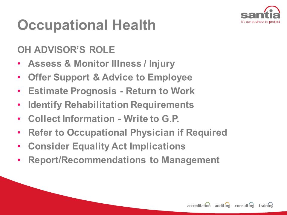 Occupational Health In particular, they must provide and maintain a workplace, that is without risks to health Employers must provide employees with information, instruction, training and supervision as is necessary to protect their health from any occupational health hazards.