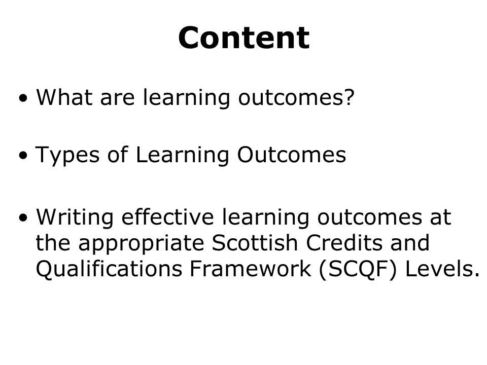 Content What are learning outcomes.