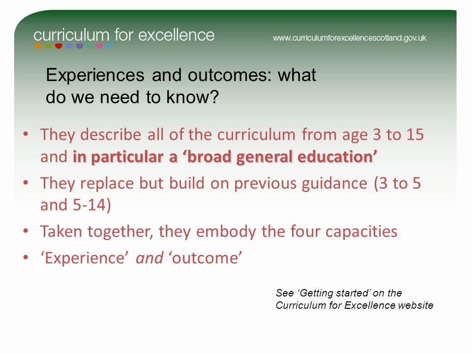 Experiences and outcomes: what do we need to know.