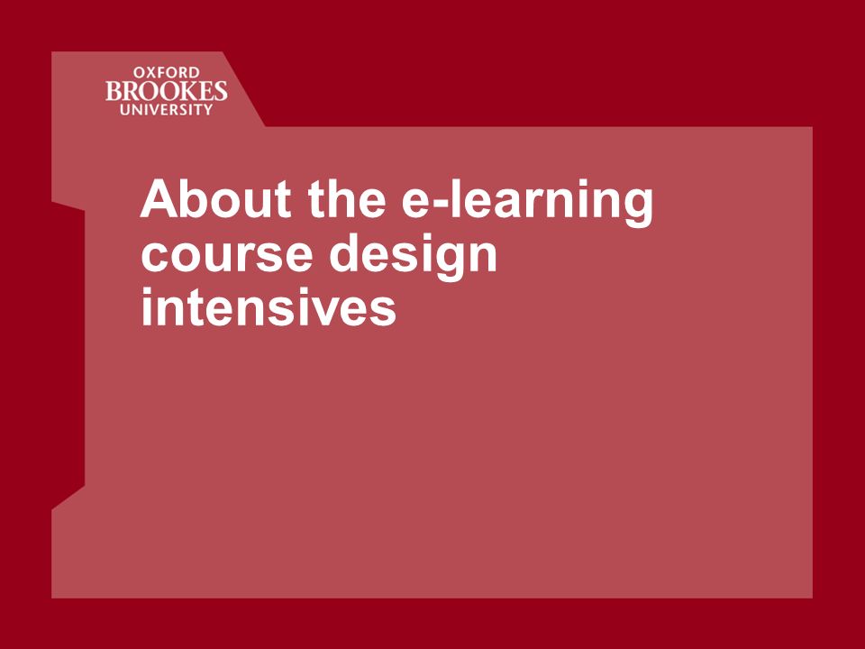 About the e-learning course design intensives