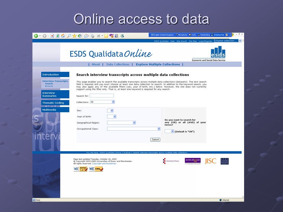 Online access to data