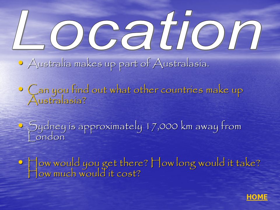 Australia makes up part of Australasia. Australia makes up part of Australasia.