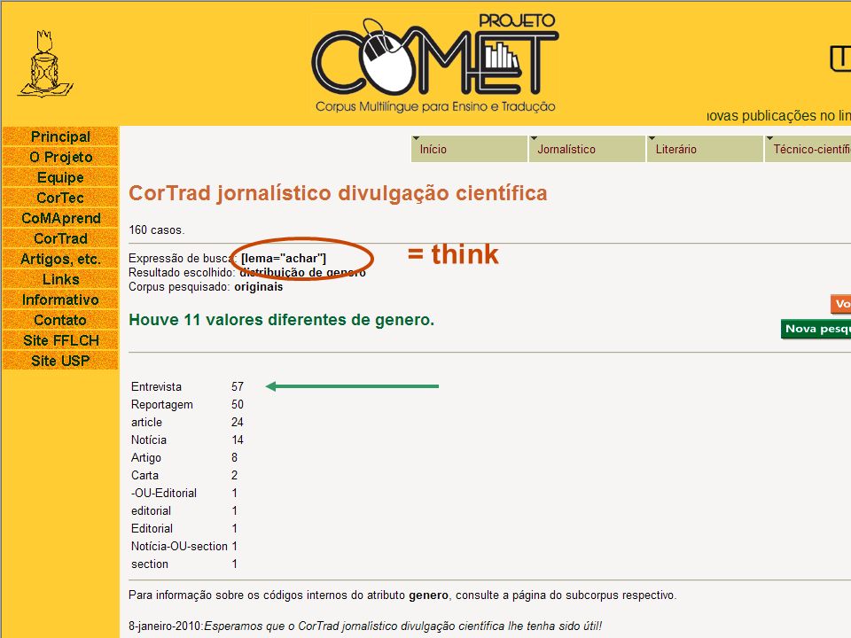 Brazilian Portuguese corpora for teaching and translation: the CoMET  project