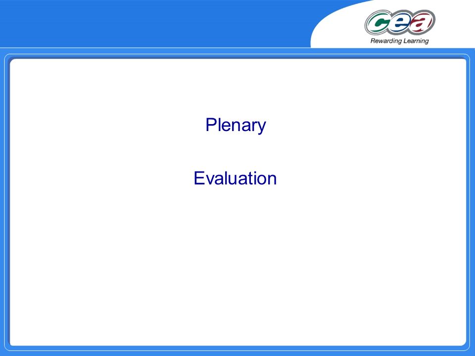 Plenary Evaluation