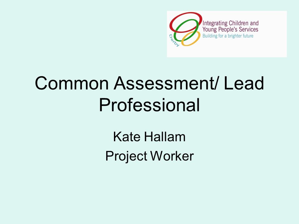 Common Assessment/ Lead Professional Kate Hallam Project Worker