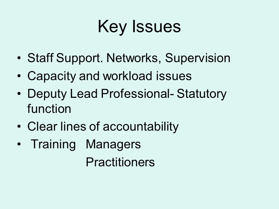 Key Issues Staff Support.