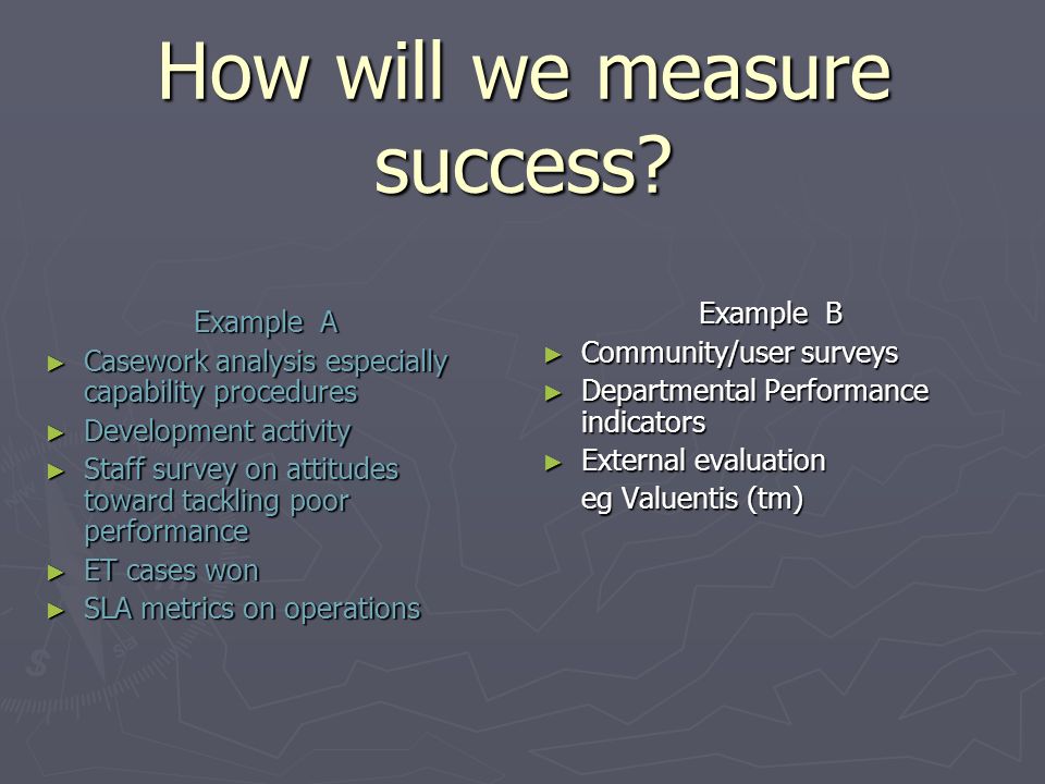How will we measure success.