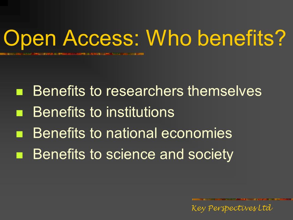 Open Access: Who benefits.