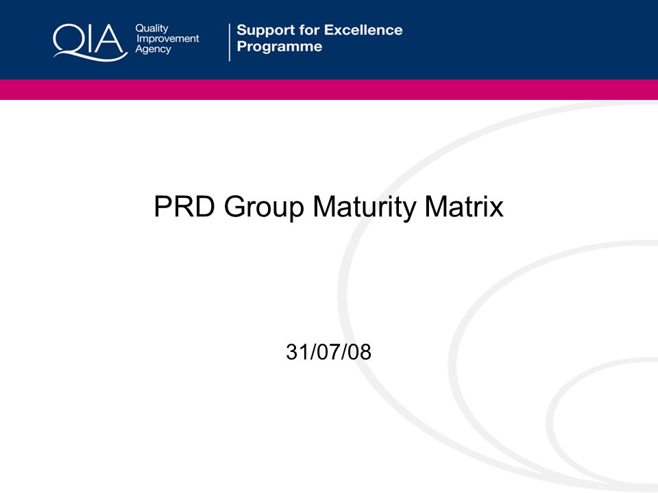 PRD Group Maturity Matrix 31/07/08