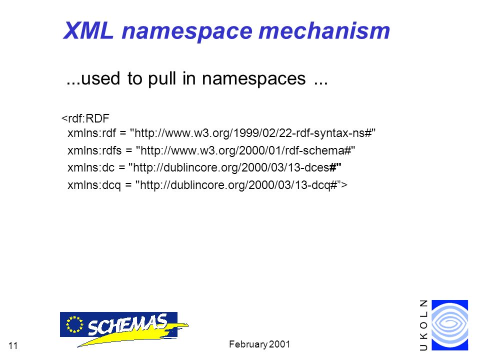 February XML namespace mechanism...used to pull in namespaces...