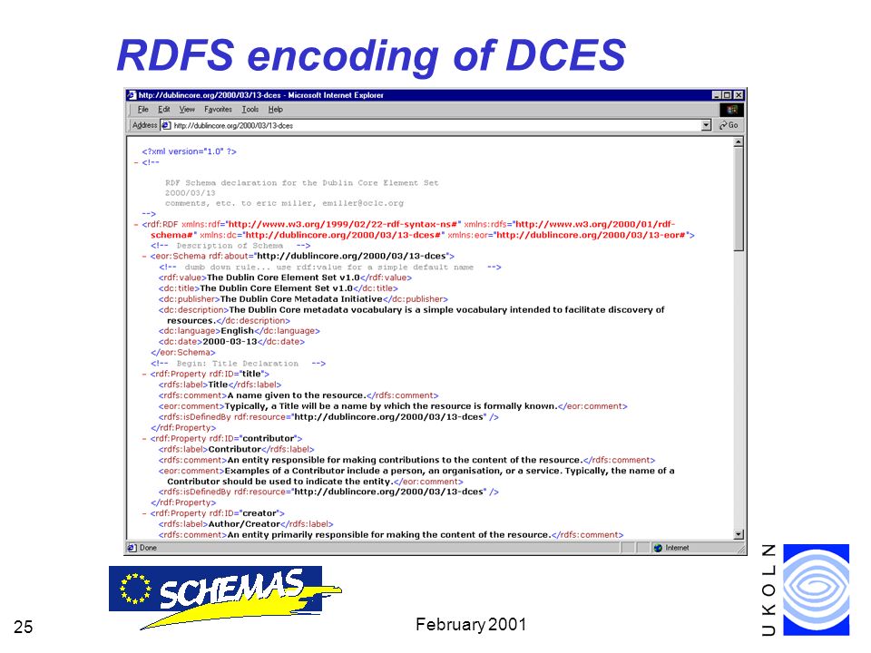February RDFS encoding of DCES