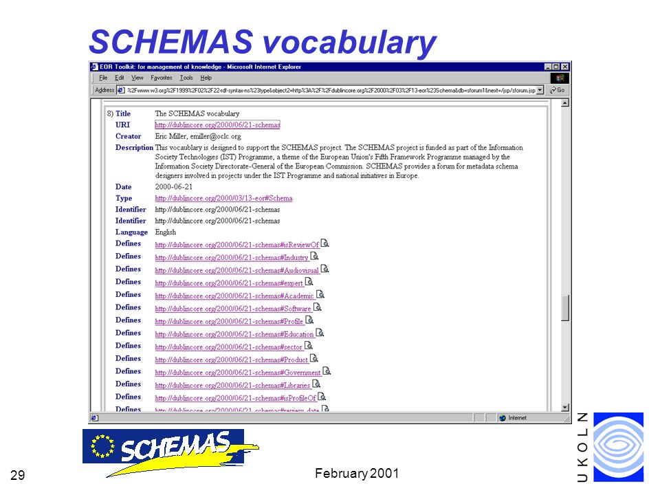 February SCHEMAS vocabulary