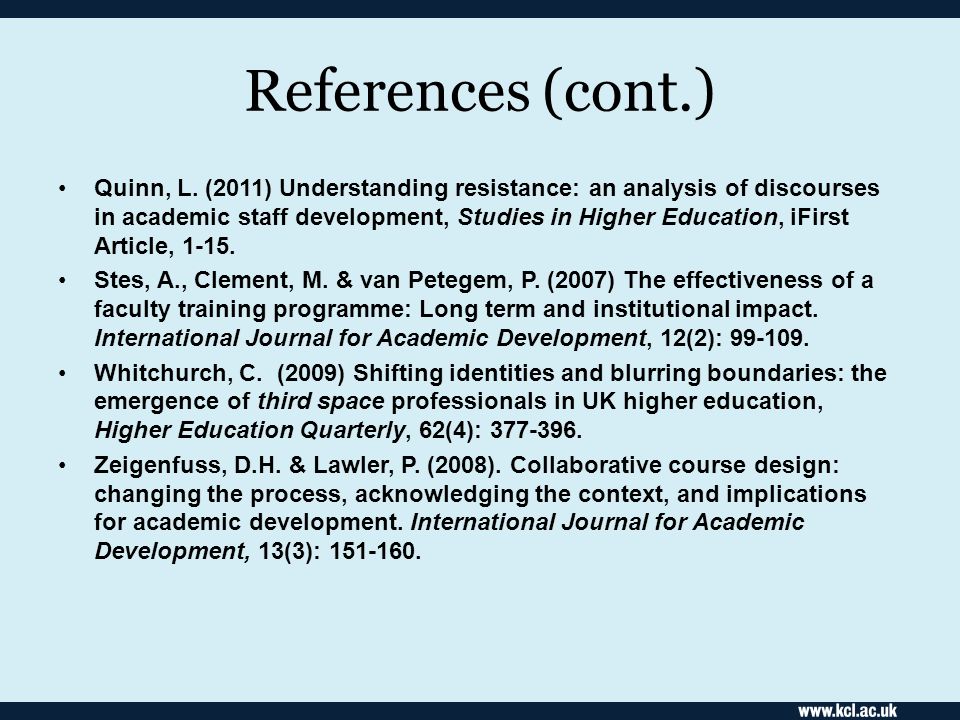 References (cont.) Quinn, L.