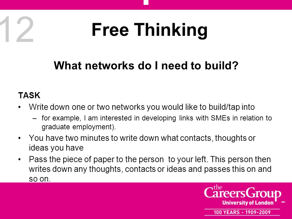 12 Free Thinking What networks do I need to build.