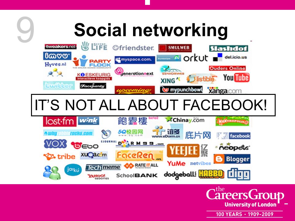 9 Social networking ITS NOT ALL ABOUT FACEBOOK!