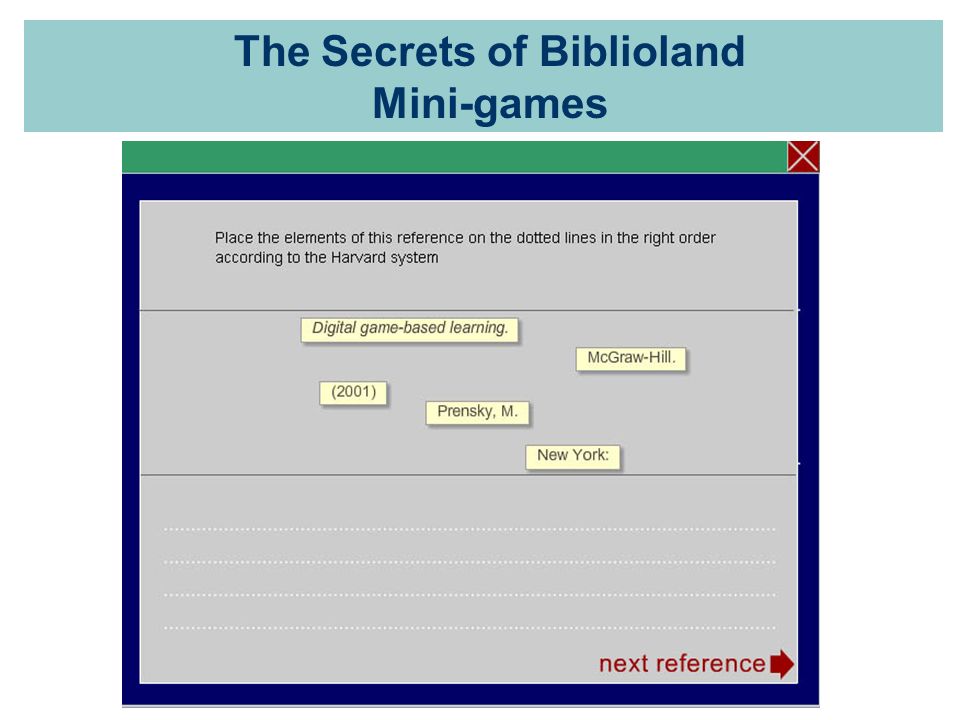 The Secrets of Biblioland Mini-games