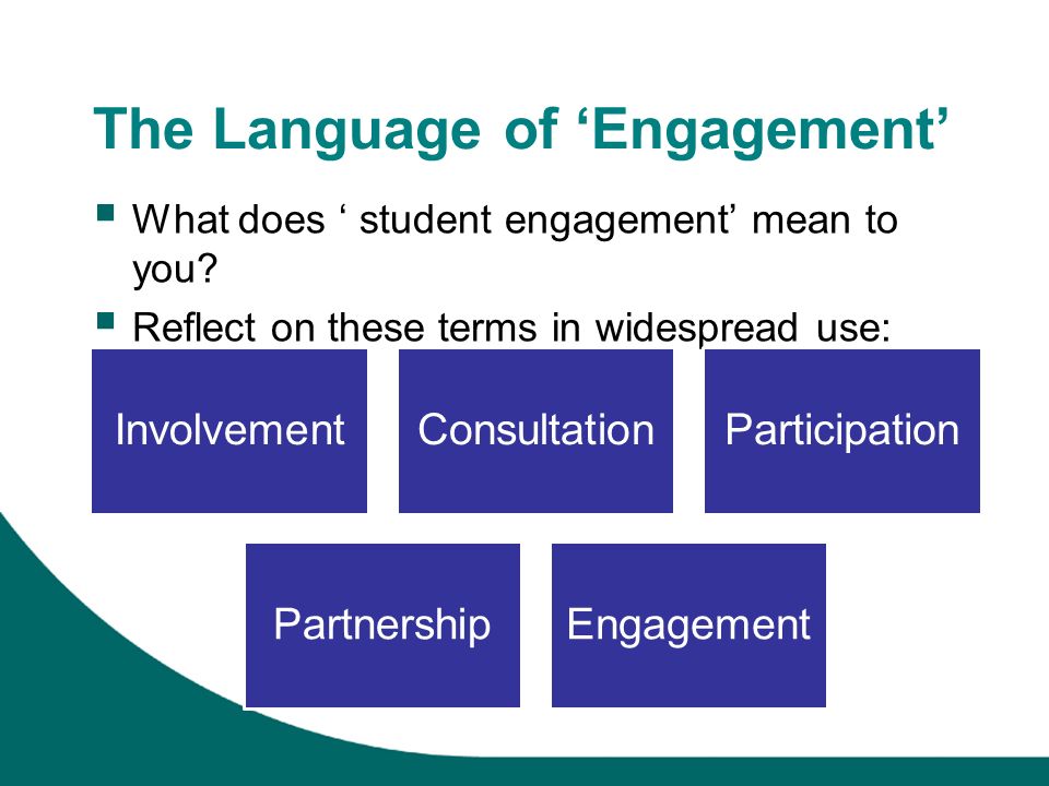 The Language of Engagement What does student engagement mean to you.