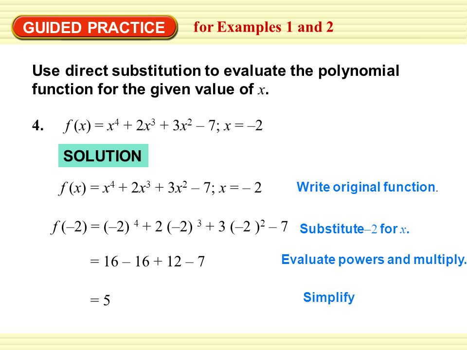 Warm Up Exercises Evaluate The Expression When X 4 1 X 2 5x 2 3x 3 2x Answer 4 Ppt Download