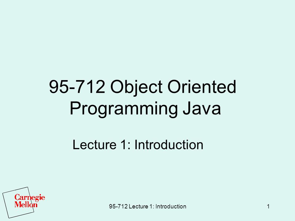 Lecture 1: Introduction Object Oriented Programming Java Lecture 1 ...