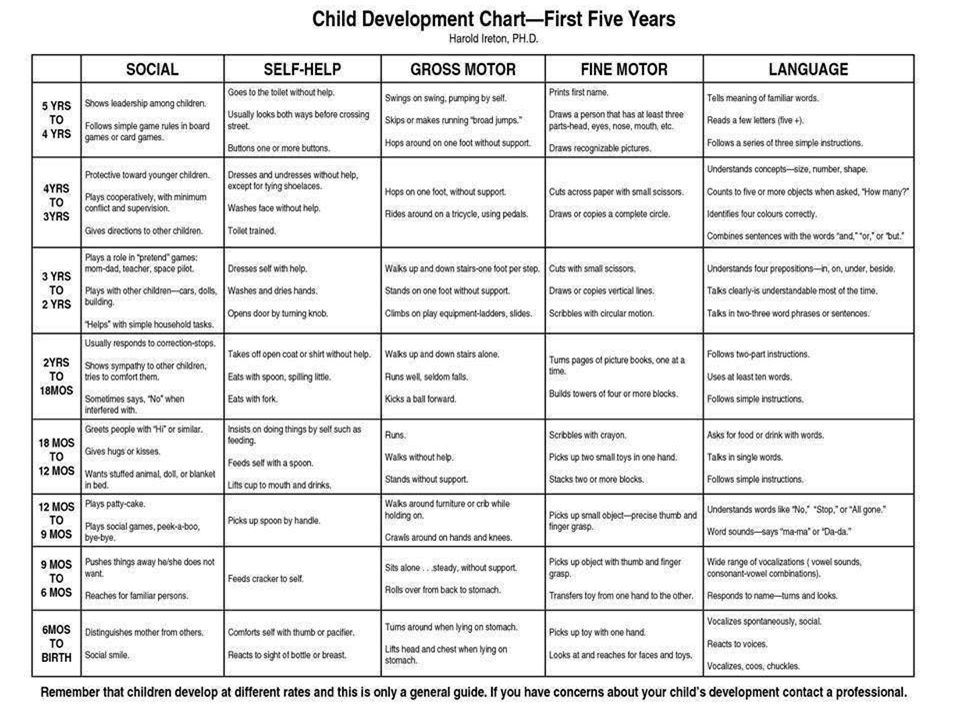 Child Development Chart First Five Years
